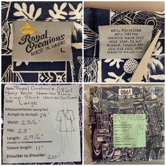 🌴 “Royal Creations” Hawaiian Aloha Camp Shirt size L - Picture 12 of 12